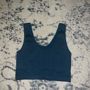 Teal Ribbed Crop Top